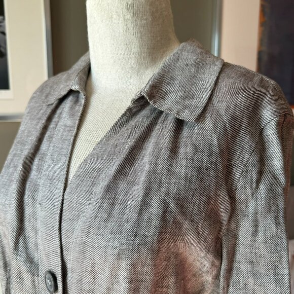 Jones New York 100% Linen Loose Blouse Blazer Coastal Grandma Summer Sz 12 - 1H - Picture 5 of 6